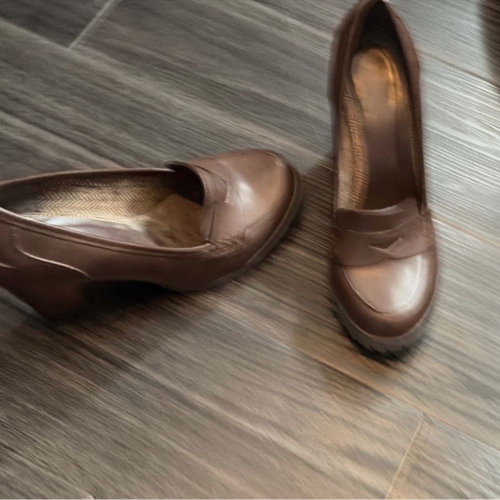 Brown Women's Loafer Heels - Picture 2 of 2